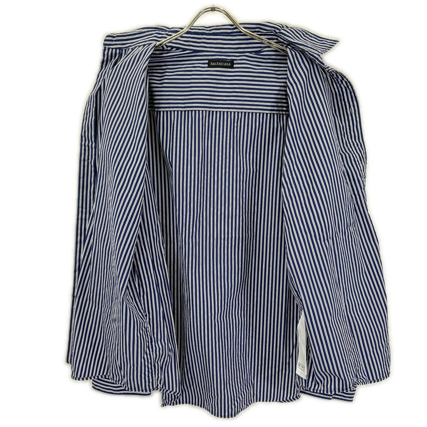BALENCIAGA バレンシアガ 25年 857814 ブルー ロゴオーバーサイズシャツ トップス