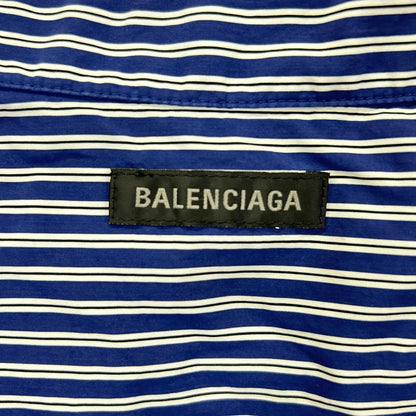 BALENCIAGA バレンシアガ 25年 857814 ブルー ロゴオーバーサイズシャツ トップス