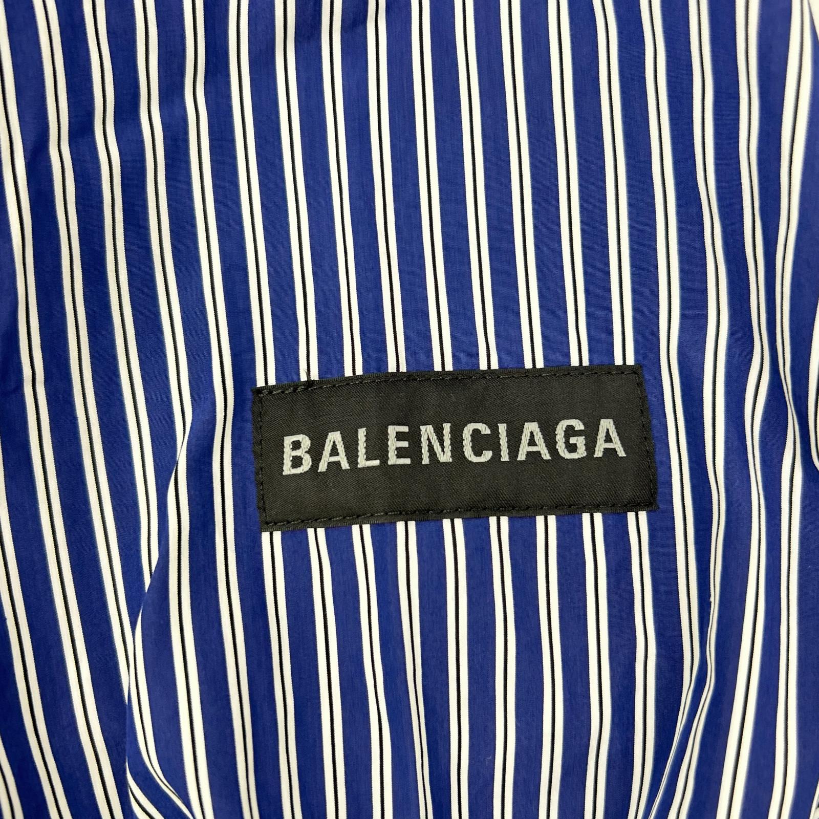 BALENCIAGA バレンシアガ 25年 857814 ブルー ロゴオーバーサイズシャツ トップス