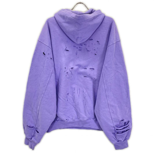 BALENCIAGA バレンシアガ 21年 659403 パープル DESTROYED HOODIE パーカー トップス