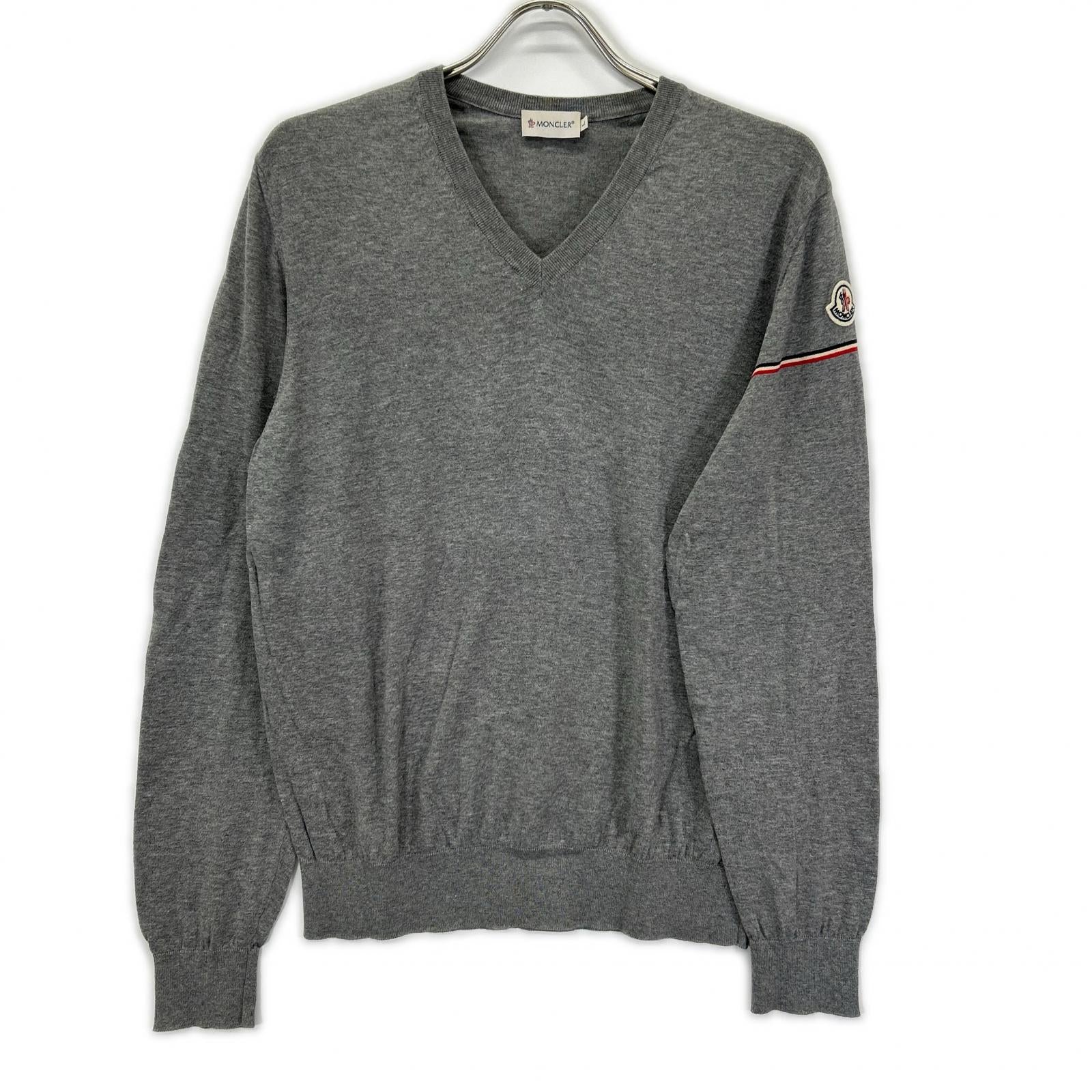MONCLER モンクレール グレー コットン Vネック セーター トップス