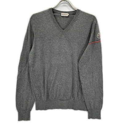 MONCLER モンクレール グレー コットン Vネック セーター トップス