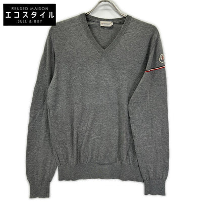 MONCLER モンクレール グレー コットン Vネック セーター トップス