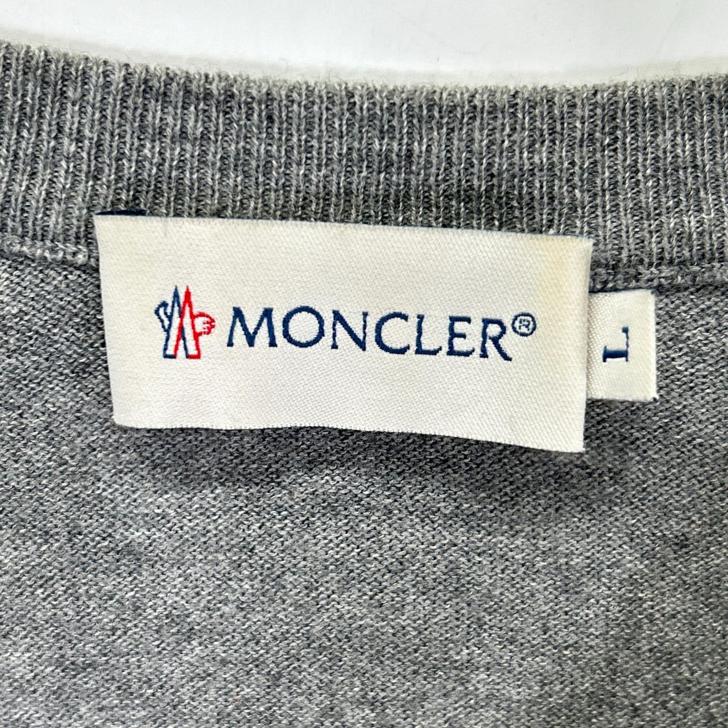 MONCLER モンクレール グレー コットン Vネック セーター トップス