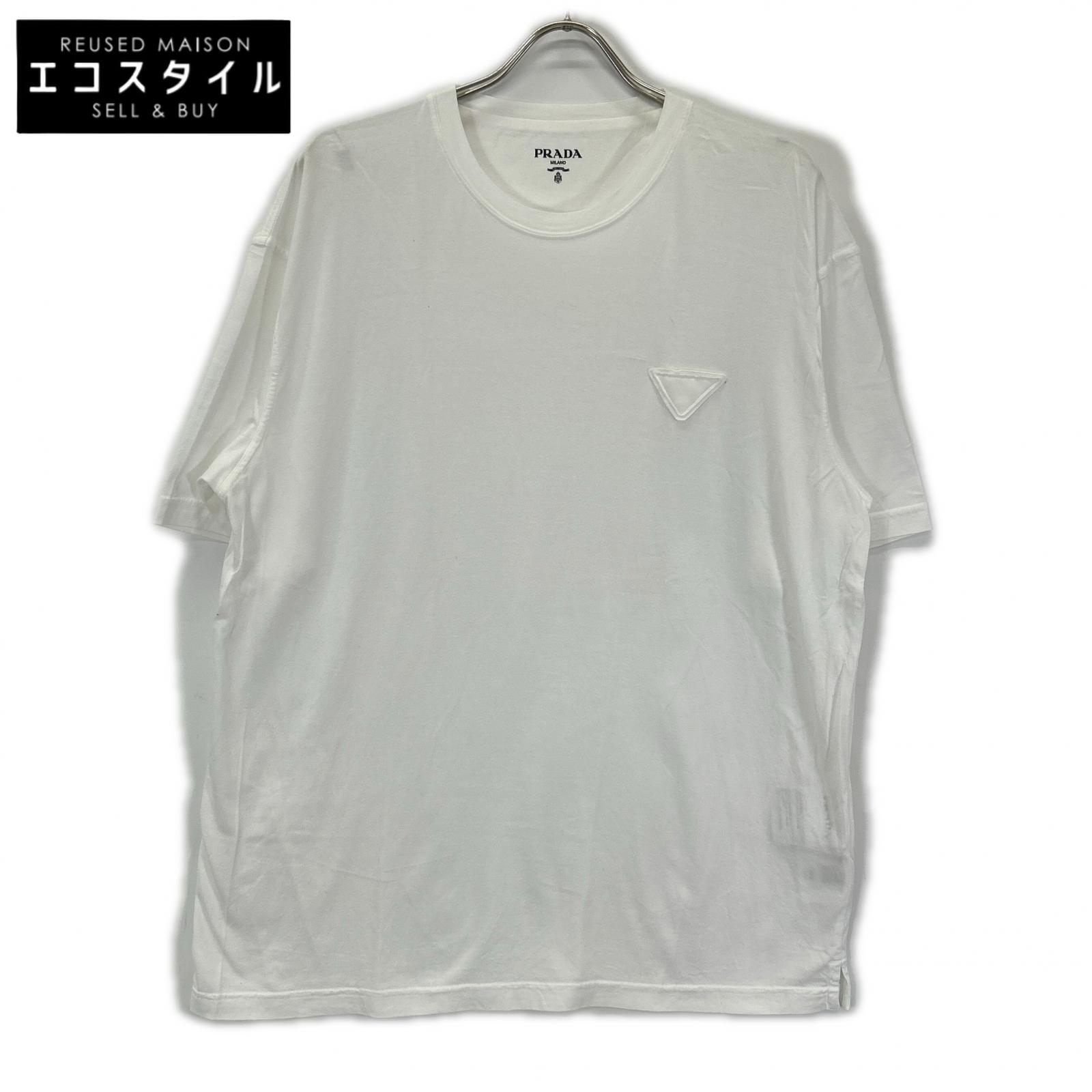 PRADA プラダ 22年 UJN852 ホワイト コットン Tシャツ トップス