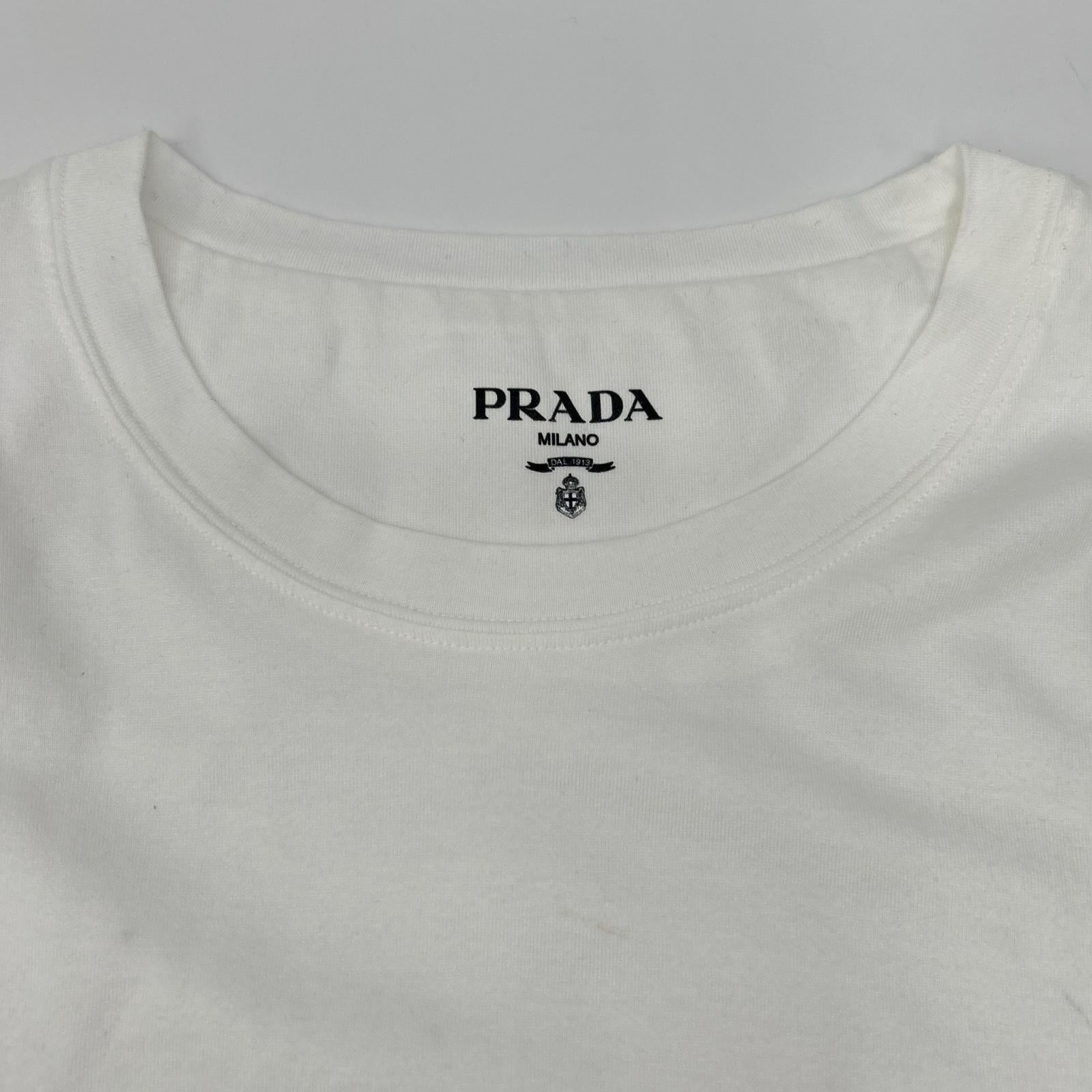 PRADA プラダ 22年 UJN852 ホワイト コットン Tシャツ トップス