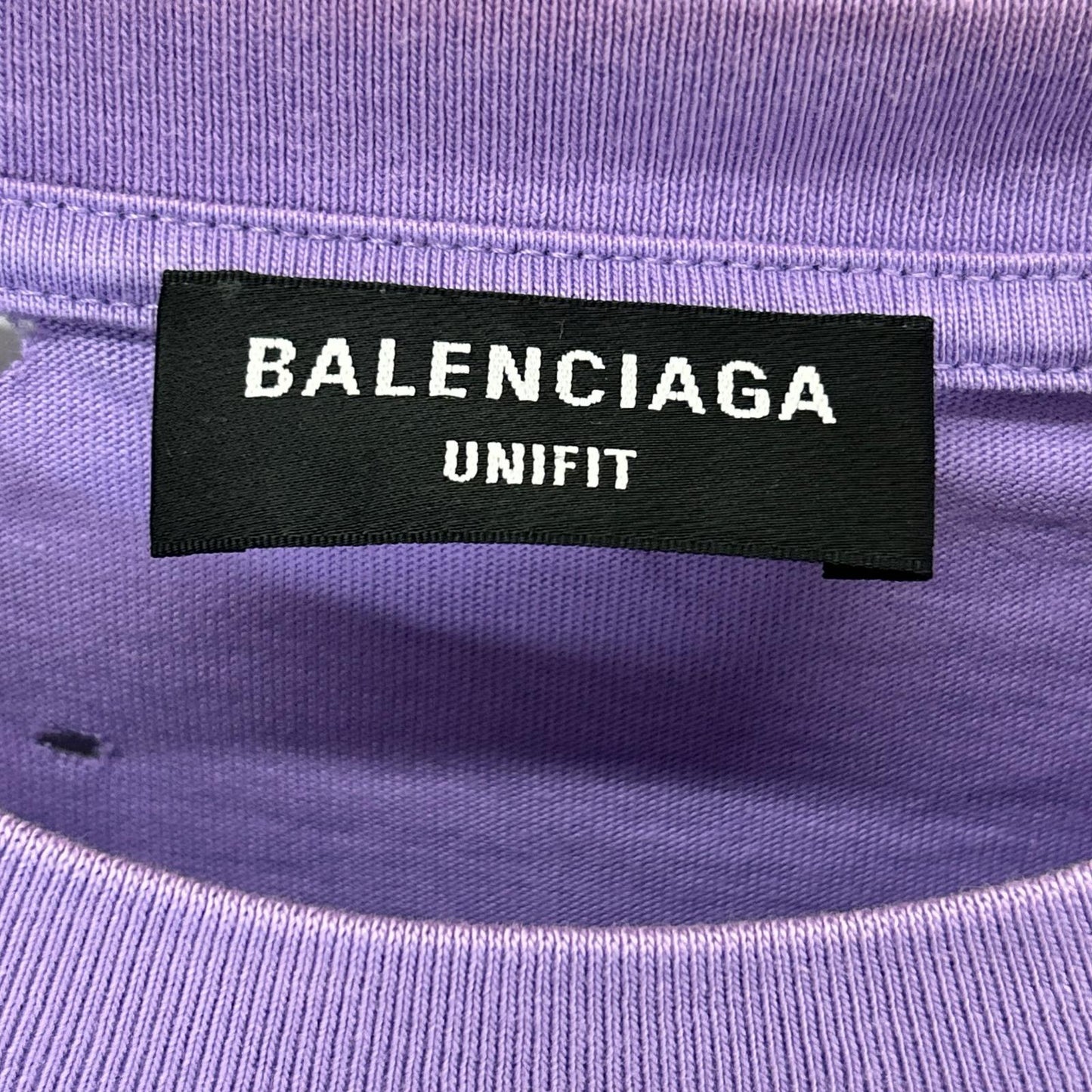 BALENCIAGA バレンシアガ 21年 651795 パープル デストロイ加工 Tシャツ トップス