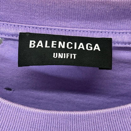 BALENCIAGA バレンシアガ 21年 651795 パープル デストロイ加工 Tシャツ トップス