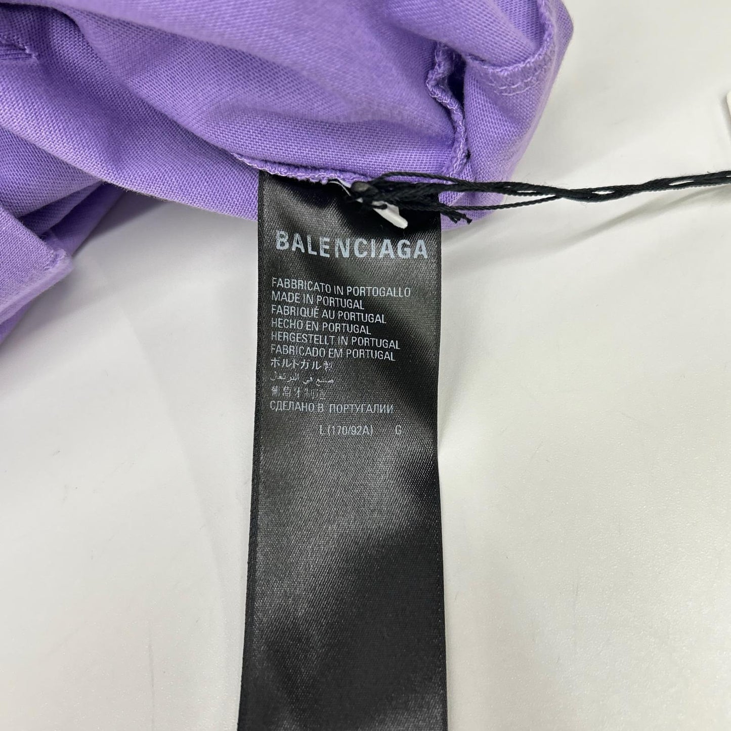 BALENCIAGA バレンシアガ 21年 651795 パープル デストロイ加工 Tシャツ トップス