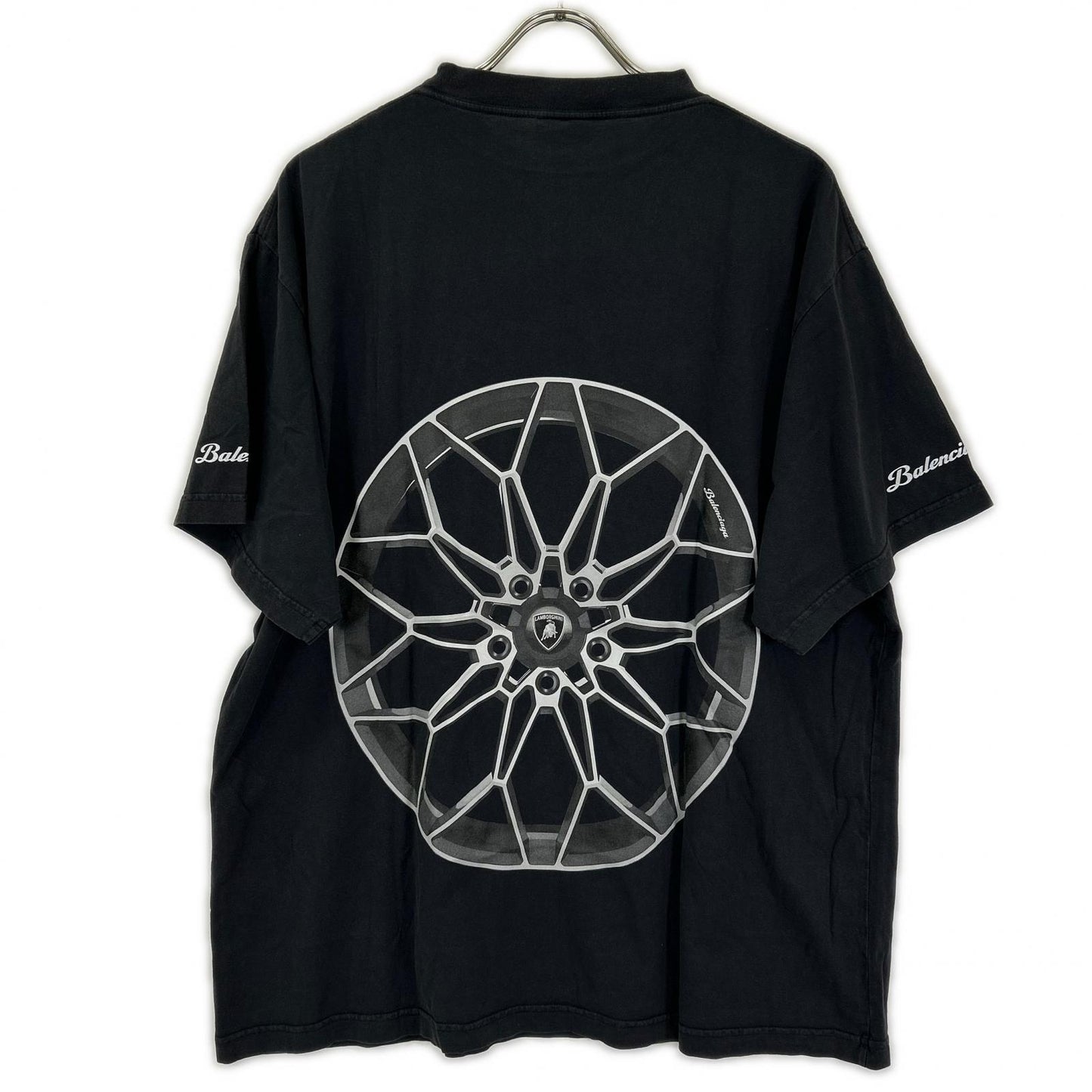 BALENCIAGA バレンシアガ 25年 831305 ブラック Lamborghini ロゴプリント Tシャツ トップス
