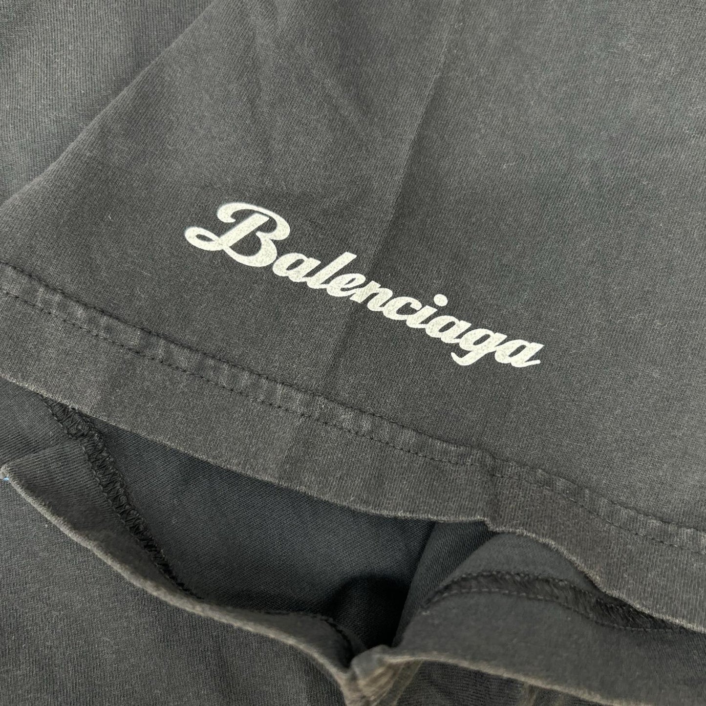 BALENCIAGA バレンシアガ 25年 831305 ブラック Lamborghini ロゴプリント Tシャツ トップス