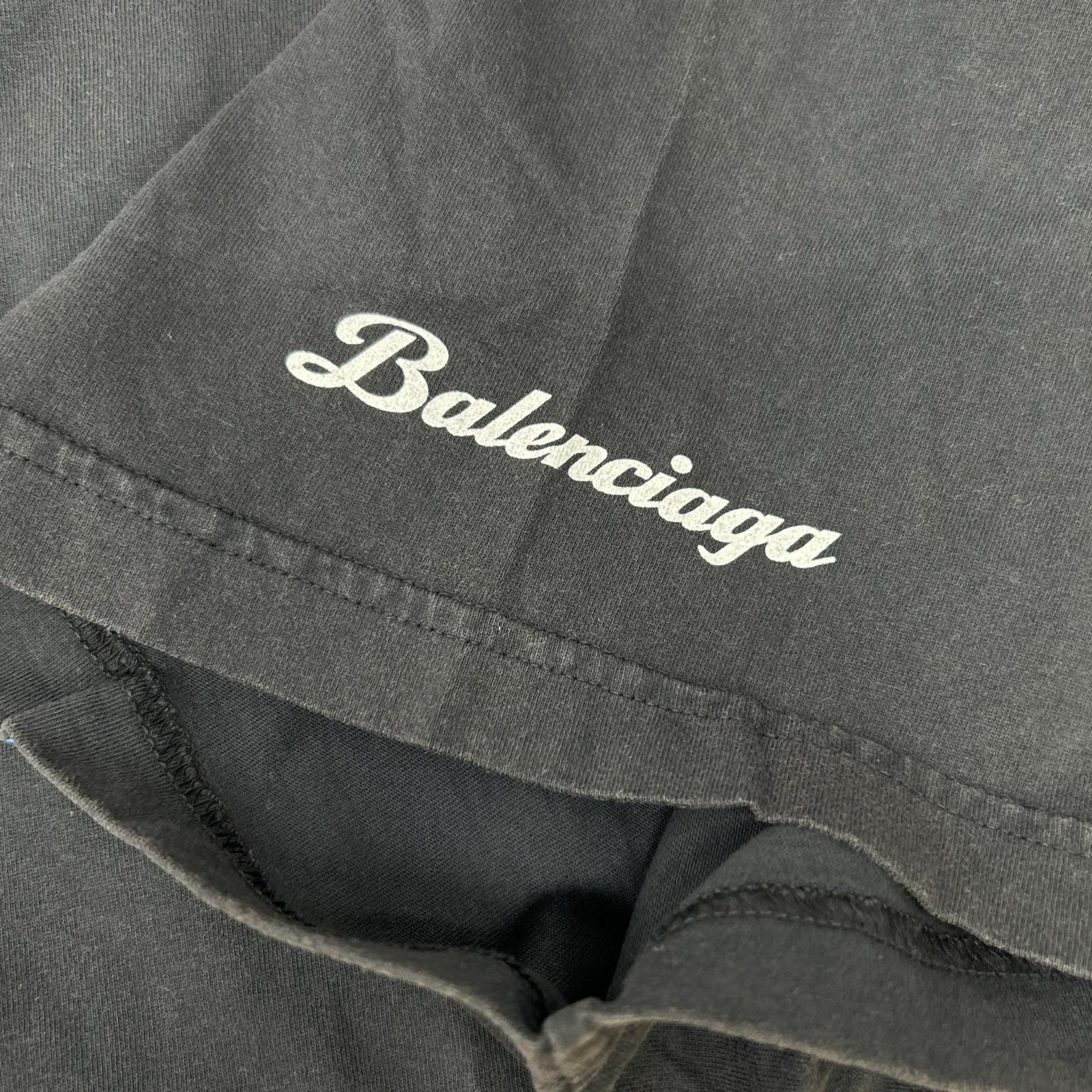BALENCIAGA バレンシアガ 25年 831305 ブラック Lamborghini ロゴプリント Tシャツ トップス