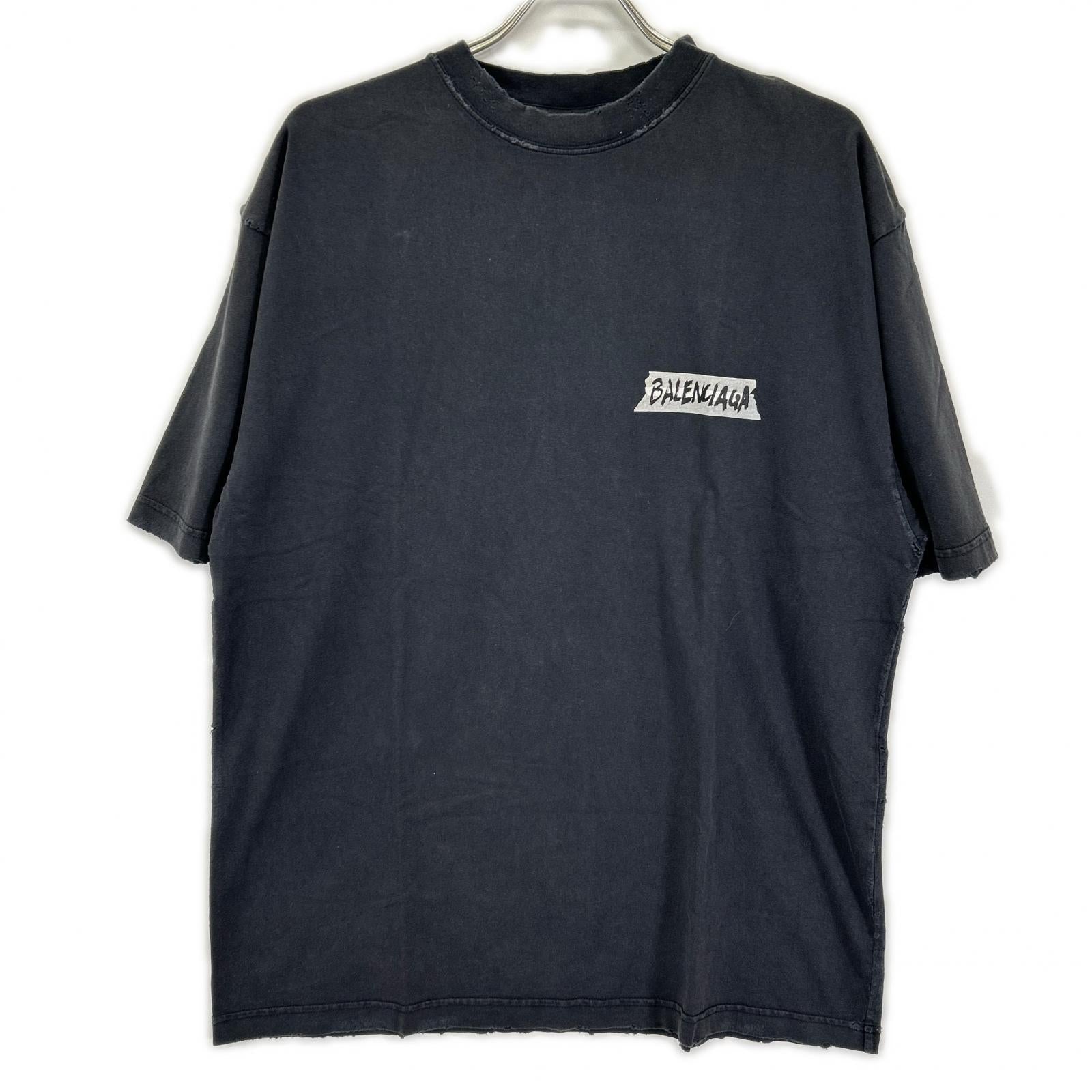 BALENCIAGA バレンシアガ 25年 764235 マスキングテープ デストロイ加工 Tシャツ トップス