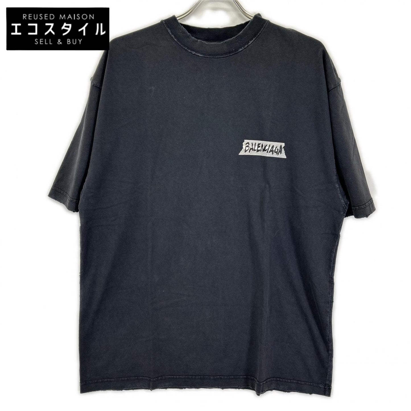BALENCIAGA バレンシアガ 25年 764235 マスキングテープ デストロイ加工 Tシャツ トップス