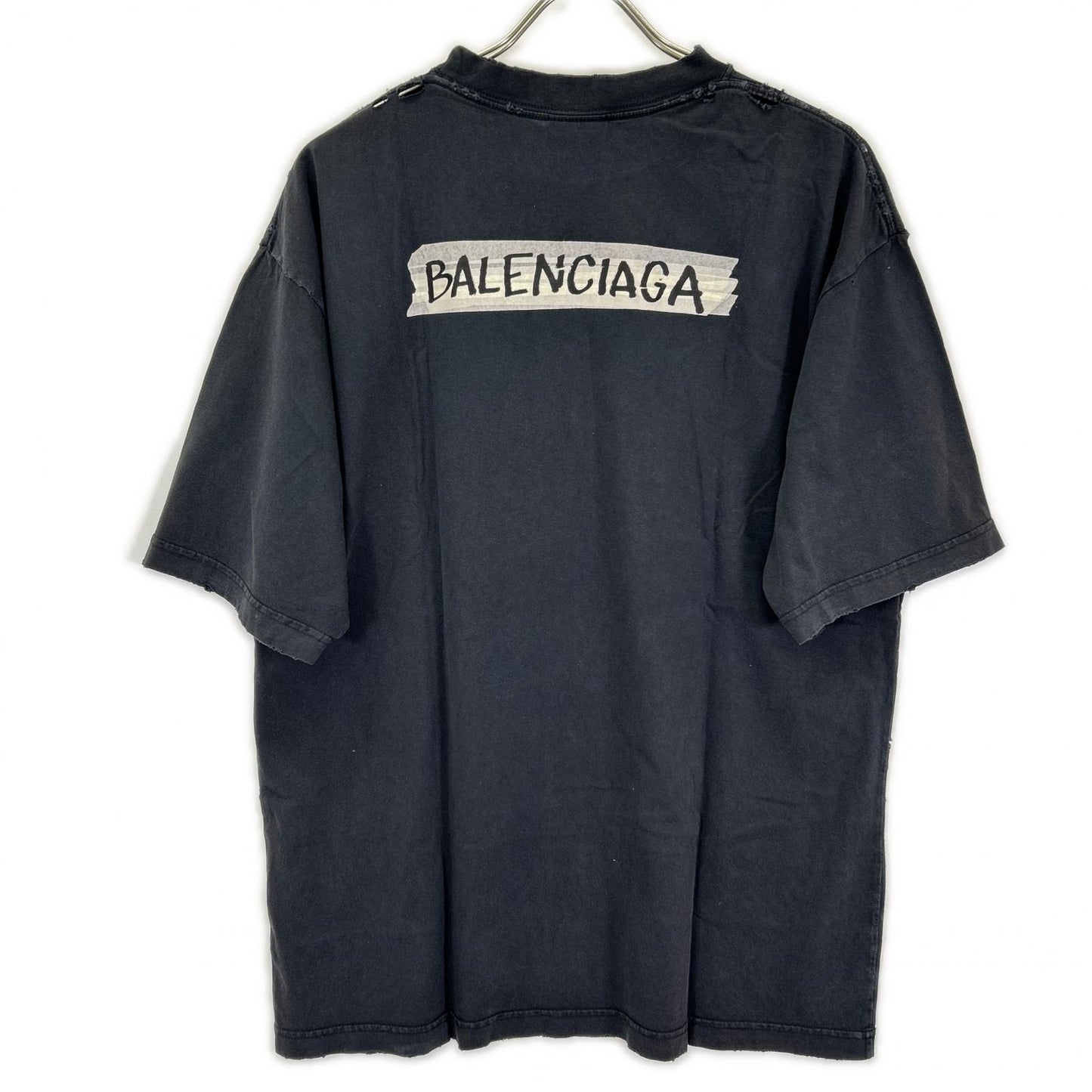 BALENCIAGA バレンシアガ 25年 764235 マスキングテープ デストロイ加工 Tシャツ トップス