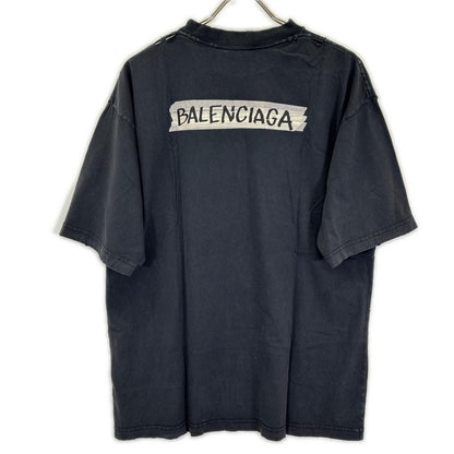 BALENCIAGA バレンシアガ 25年 764235 マスキングテープ デストロイ加工 Tシャツ トップス