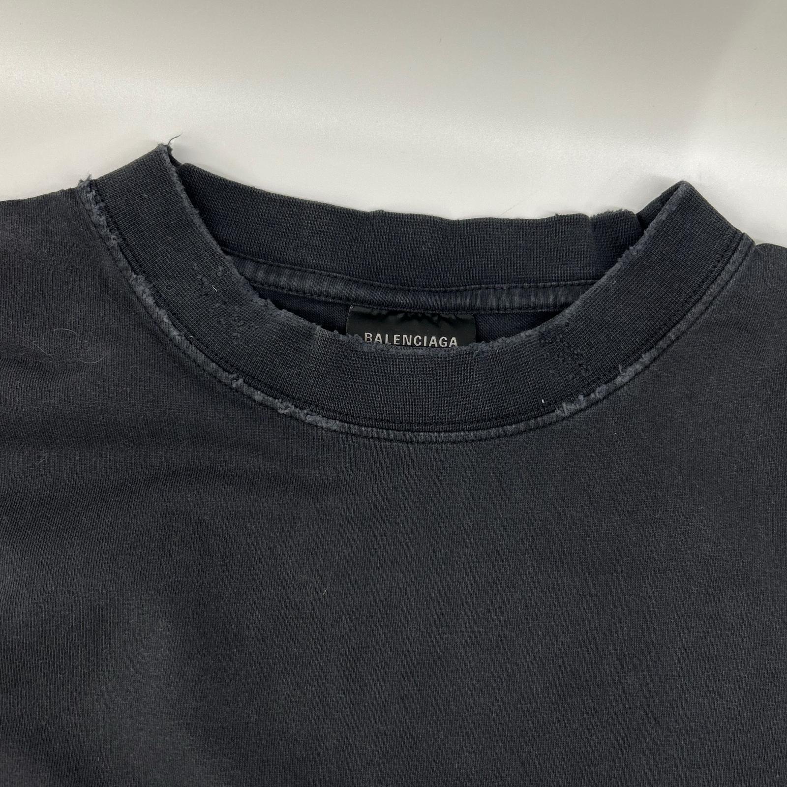 BALENCIAGA バレンシアガ 25年 764235 マスキングテープ デストロイ加工 Tシャツ トップス