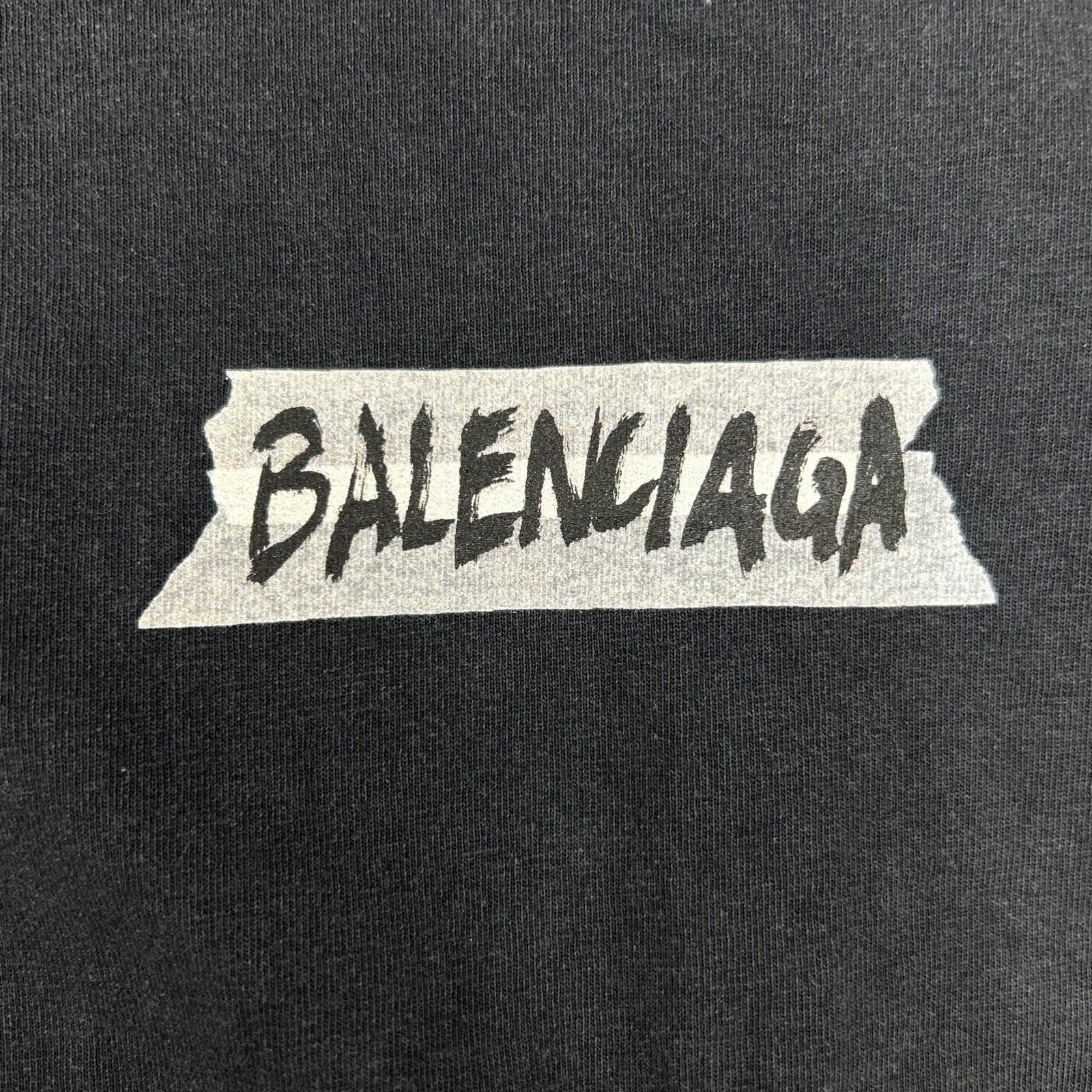 BALENCIAGA バレンシアガ 25年 764235 マスキングテープ デストロイ加工 Tシャツ トップス