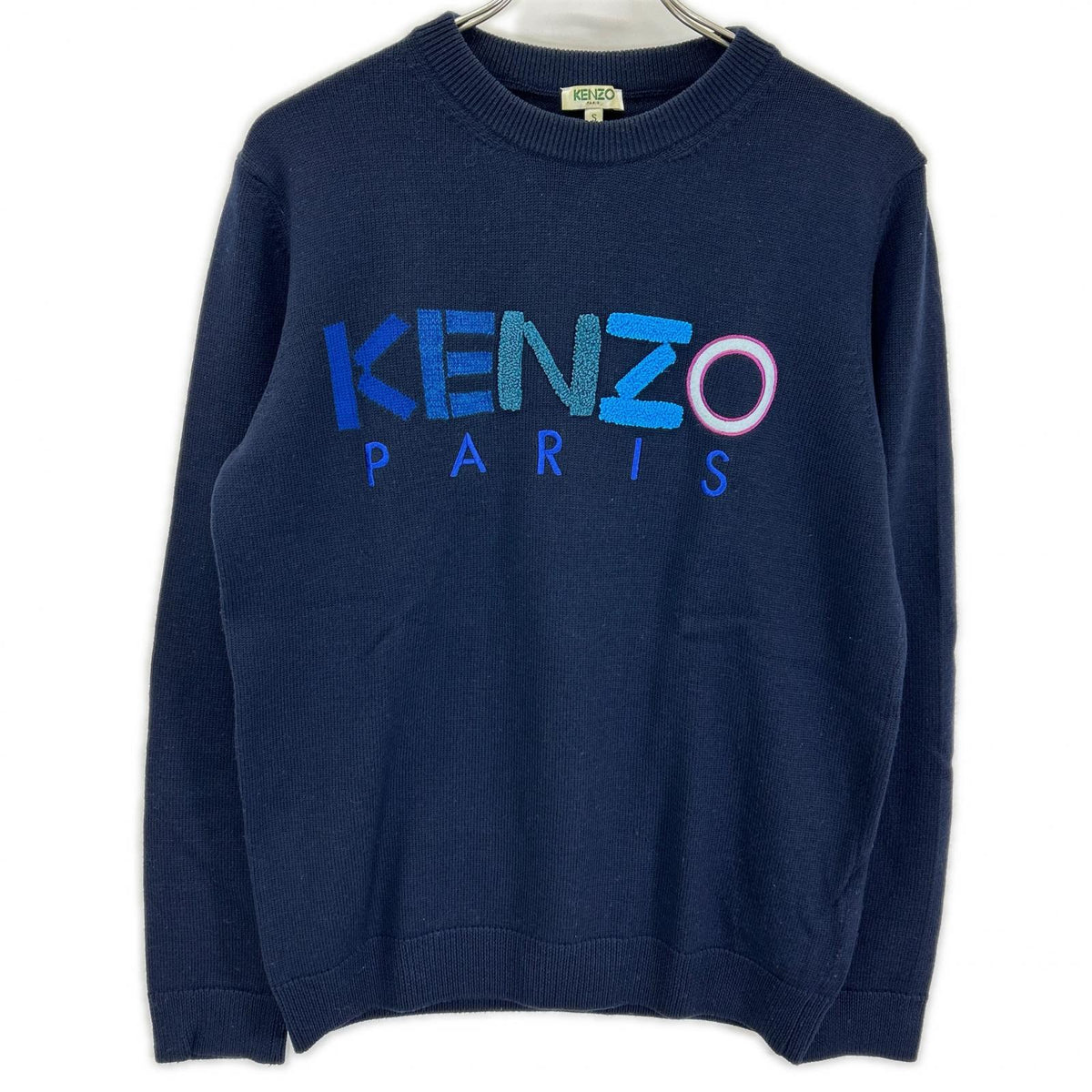KENZO ケンゾー F765PU2313LD ネイビー ウール ロゴ セーター トップス