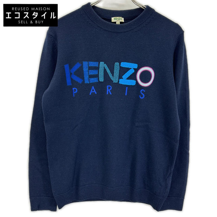 KENZO ケンゾー F765PU2313LD ネイビー ウール ロゴ セーター トップス