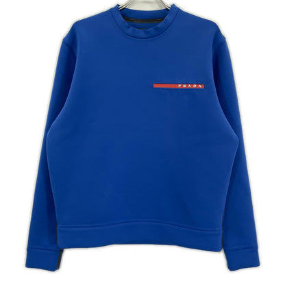 PRADA SPORT プラダスポーツ 20年 SJN261 ブルー テクニカルファブリック ツートーン ロゴ ニット スウェットシャツ トップス