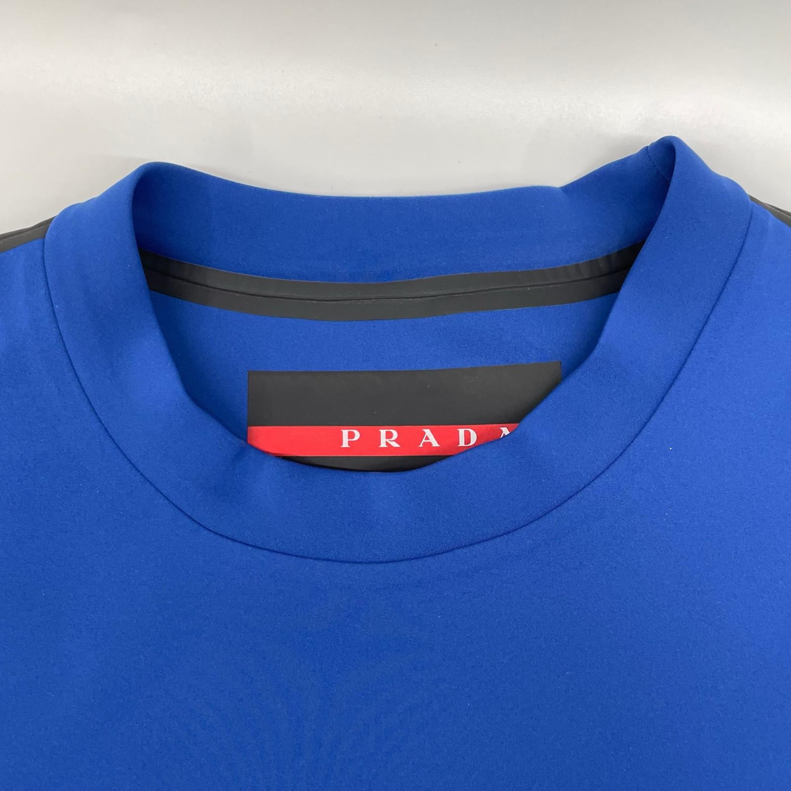 PRADA SPORT プラダスポーツ 20年 SJN261 ブルー テクニカルファブリック ツートーン ロゴ ニット スウェットシャツ トップス