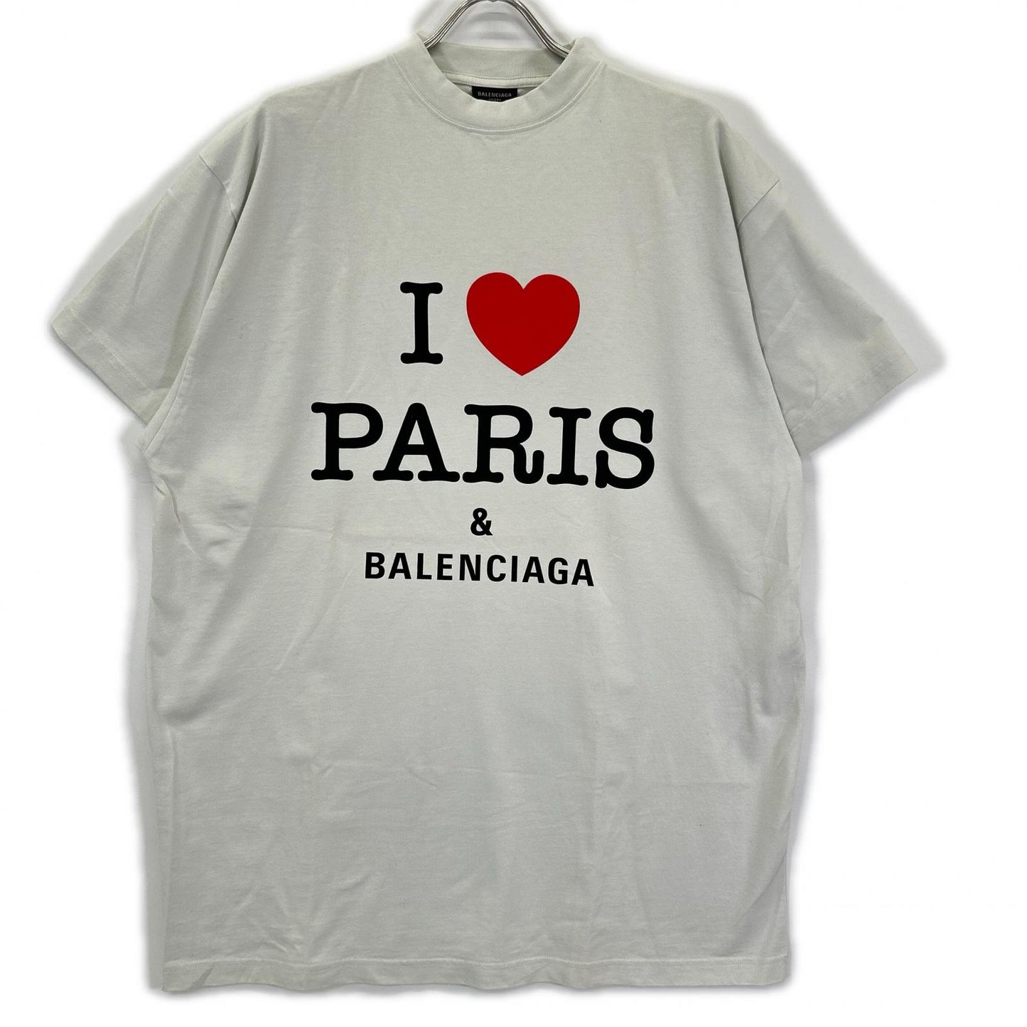 BALENCIAGA バレンシアガ 24年 787349 ライトグレー I LOVE PARIS Tシャツ トップス