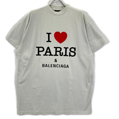 BALENCIAGA バレンシアガ 24年 787349 ライトグレー I LOVE PARIS Tシャツ トップス