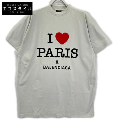 BALENCIAGA バレンシアガ 24年 787349 ライトグレー I LOVE PARIS Tシャツ トップス