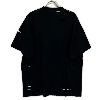 BALENCIAGA バレンシアガ 21年 651795 ブラック デストロイ加工 Tシャツ トップス