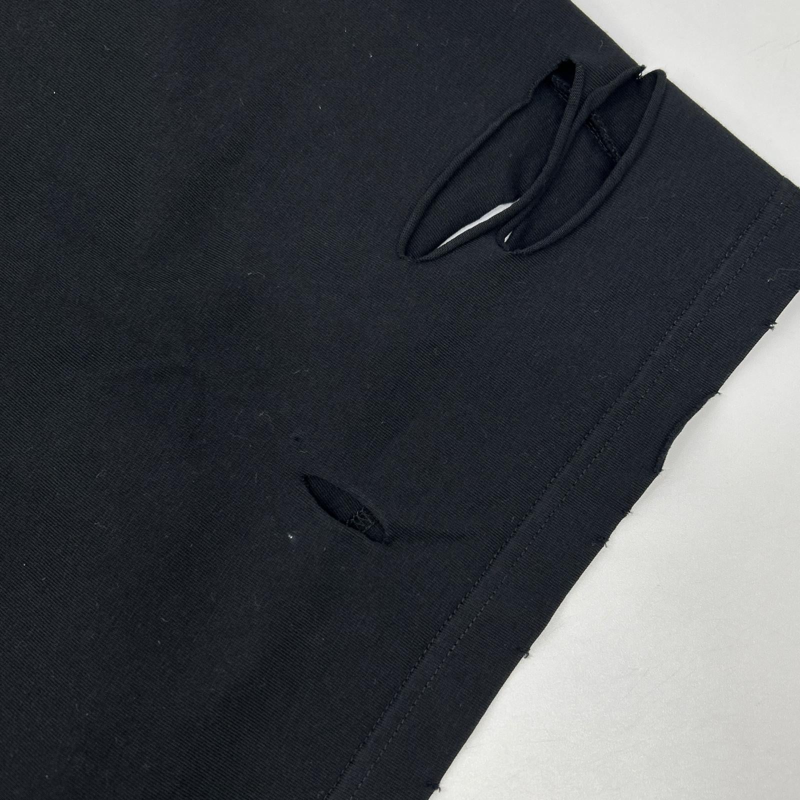 BALENCIAGA バレンシアガ 21年 651795 ブラック デストロイ加工 Tシャツ トップス