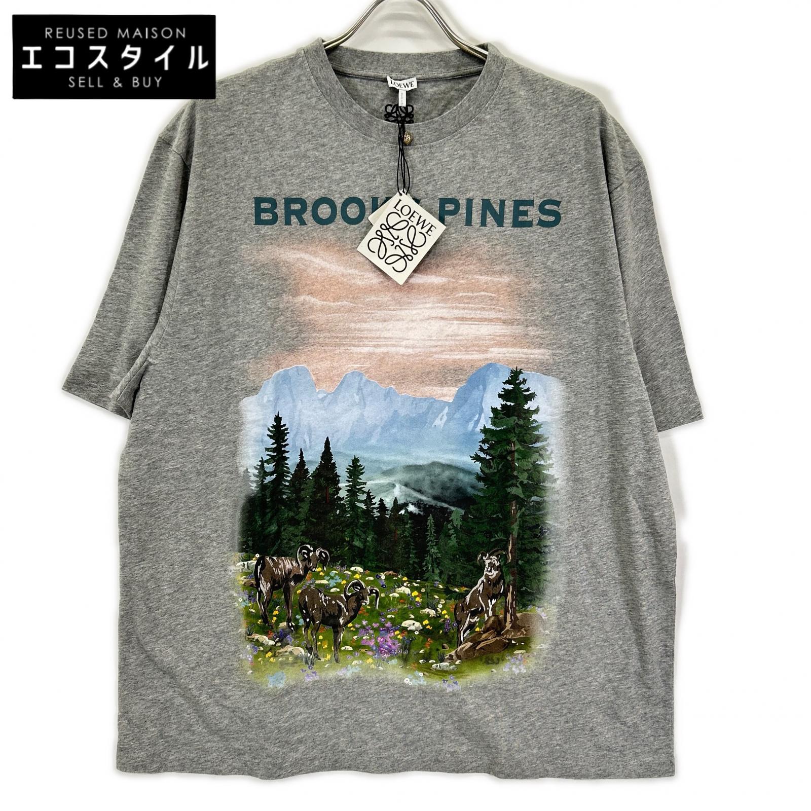 LOEWE ロエベ H526Y22XBB グレー グラフィックプリント ロゴ Tシャツ トップス