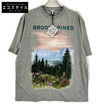LOEWE ロエベ H526Y22XBB グレー グラフィックプリント ロゴ Tシャツ トップス