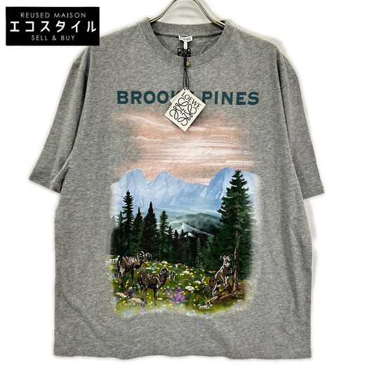 LOEWE ロエベ H526Y22XBB グレー グラフィックプリント ロゴ Tシャツ トップス