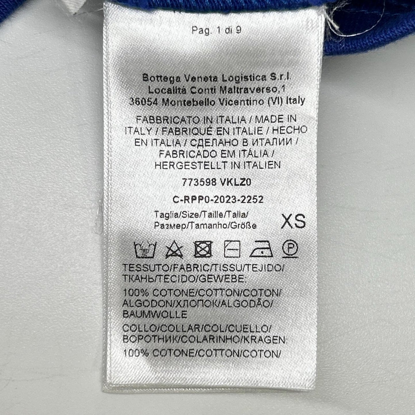 BOTTEGA VENETA ボッテガヴェネタ 773598 ブルー Vステッチ ポケット Tシャツ トップス