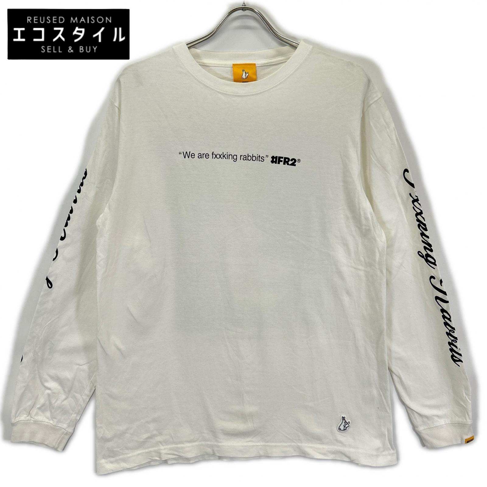 FR2 エフアールツー ホワイト 白貂を抱く貴婦人プリント 長袖Tシャツ トップス