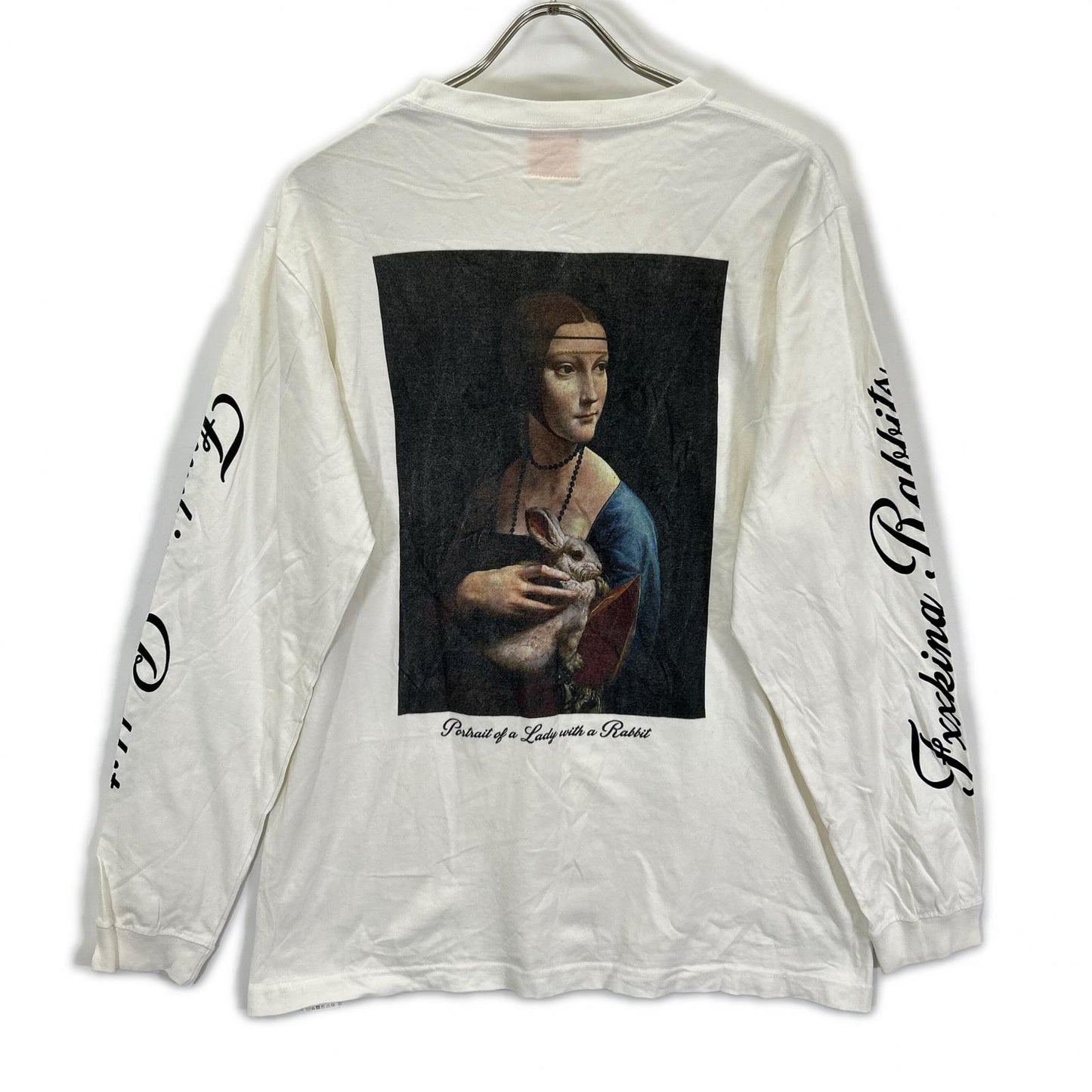 FR2 エフアールツー ホワイト 白貂を抱く貴婦人プリント 長袖Tシャツ トップス