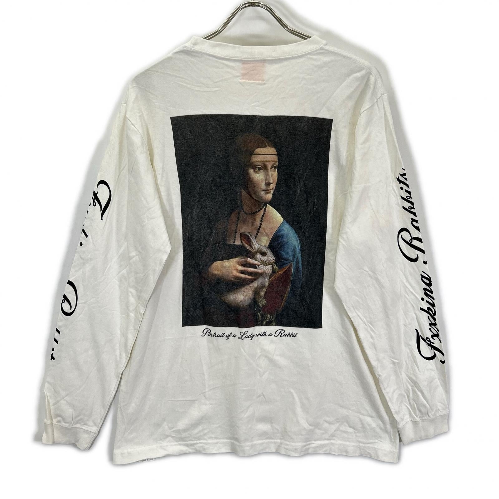 FR2 エフアールツー ホワイト 白貂を抱く貴婦人プリント 長袖Tシャツ トップス