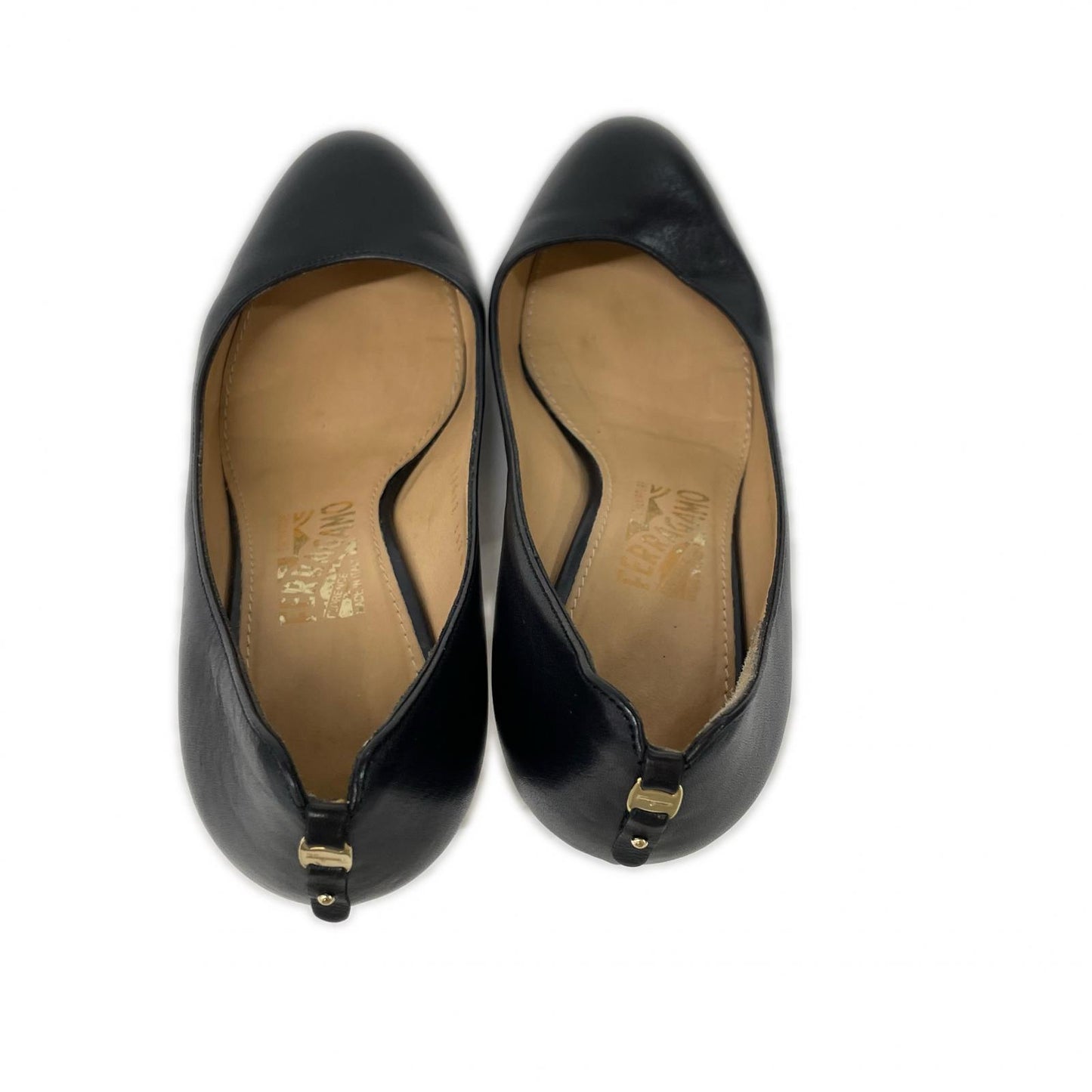 SalvatoreFerragamo サルバトーレフェラガモ ロゴプレート レザー ヒールパンプス シューズ