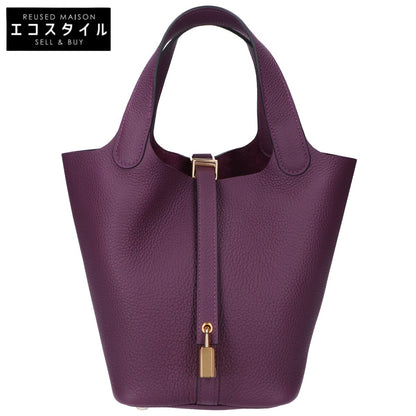 HERMES エルメス B刻印 トゴ ウルトラヴァイオレット ピコタンロックPM(18) G金具 ハンドバッグ ハンドバッグ
