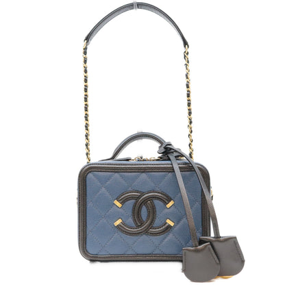 CHANEL シャネル 28番 A93342 CCフィリグリー ブラク ブルー ソフトキャビア スモールバニティバッグ ショルダーバッグ