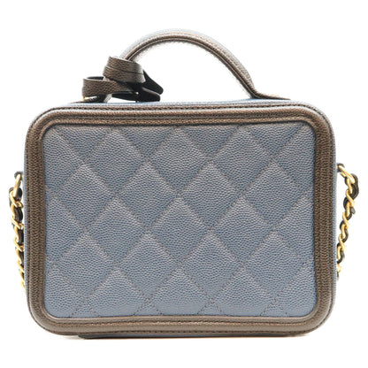 CHANEL シャネル 28番 A93342 CCフィリグリー ブラク ブルー ソフトキャビア スモールバニティバッグ ショルダーバッグ