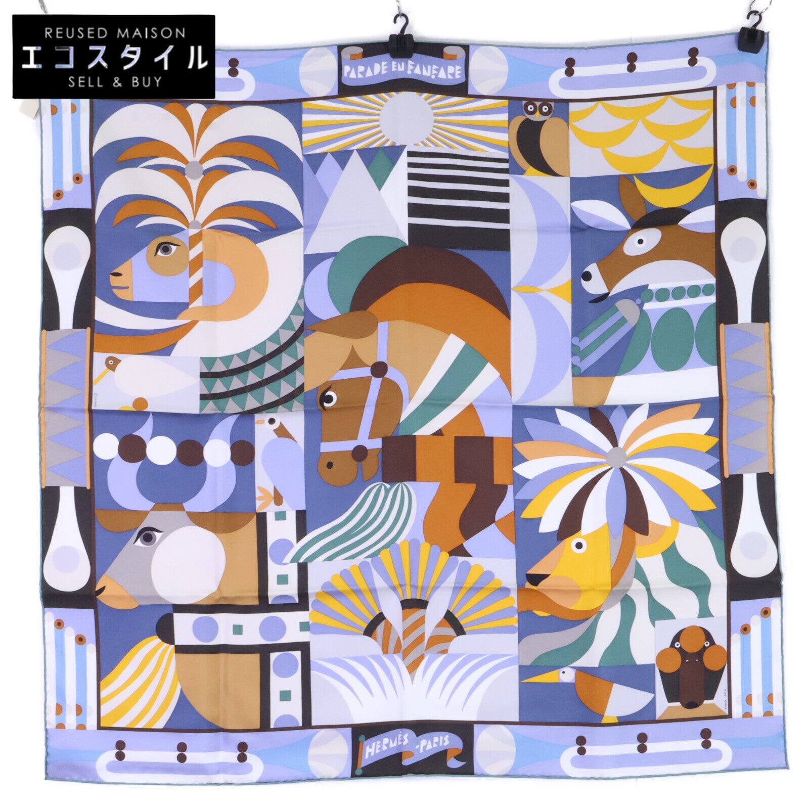 HERMES エルメス 【新品未使用】004006S 09 CARRE TWILL PARADE EN FANFARE パラード アン ファンファーレ シルク カレ90 スカーフ