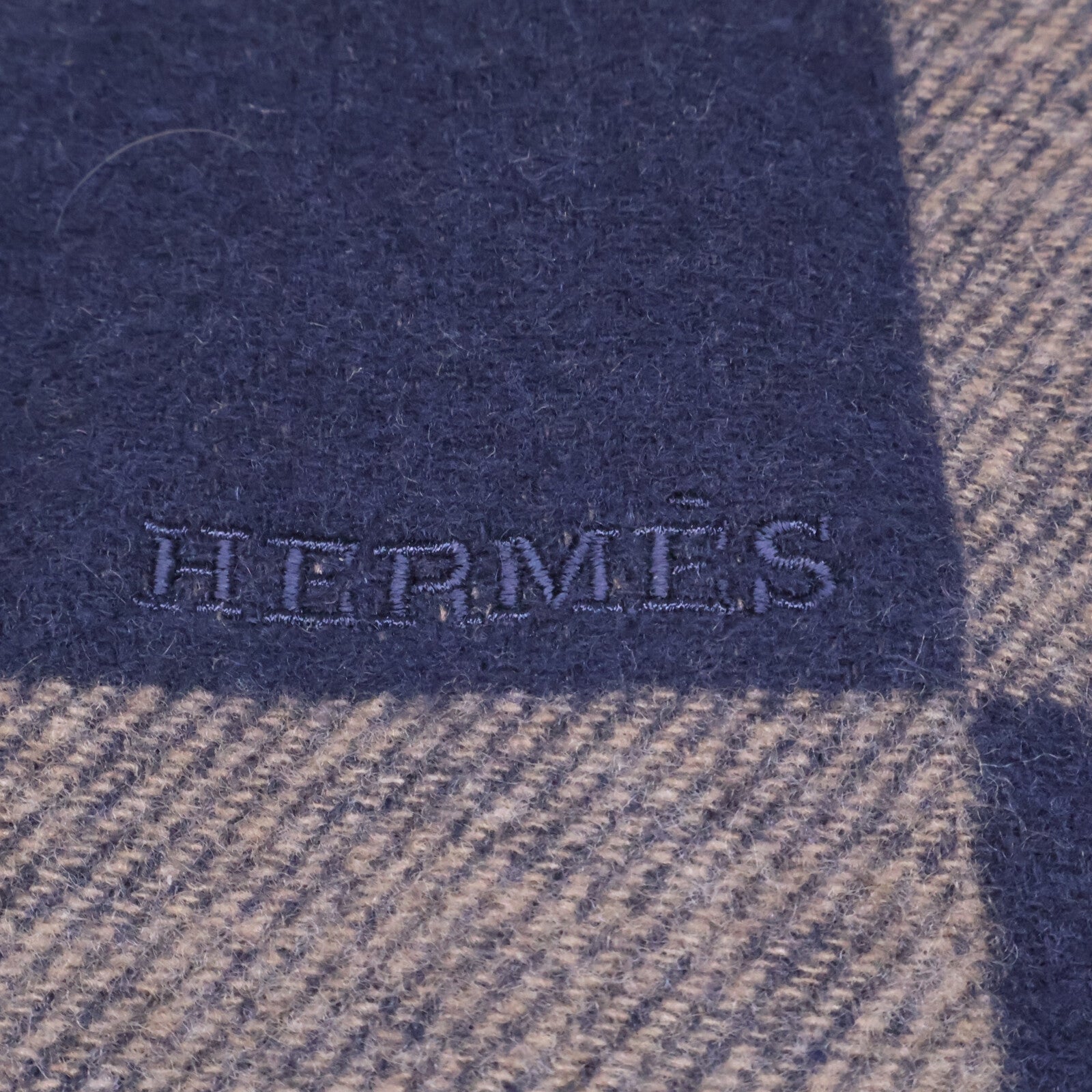 HERMES エルメス 【美品】Hパッサン カシミヤ フリンジ マフラー