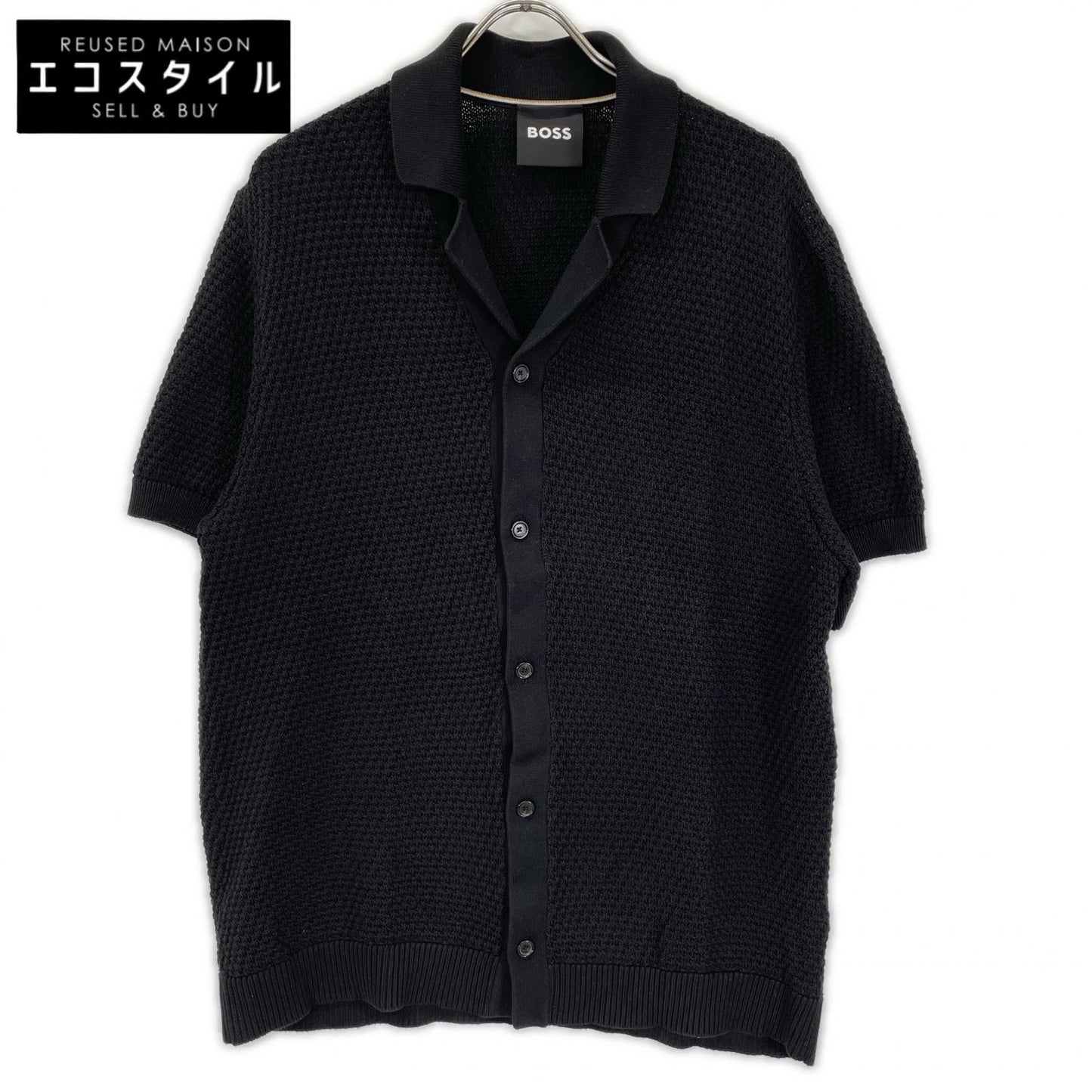 BOSS ボス 25年 10272148 ブラック C-アイコニック 開襟ニットカーディガン トップス