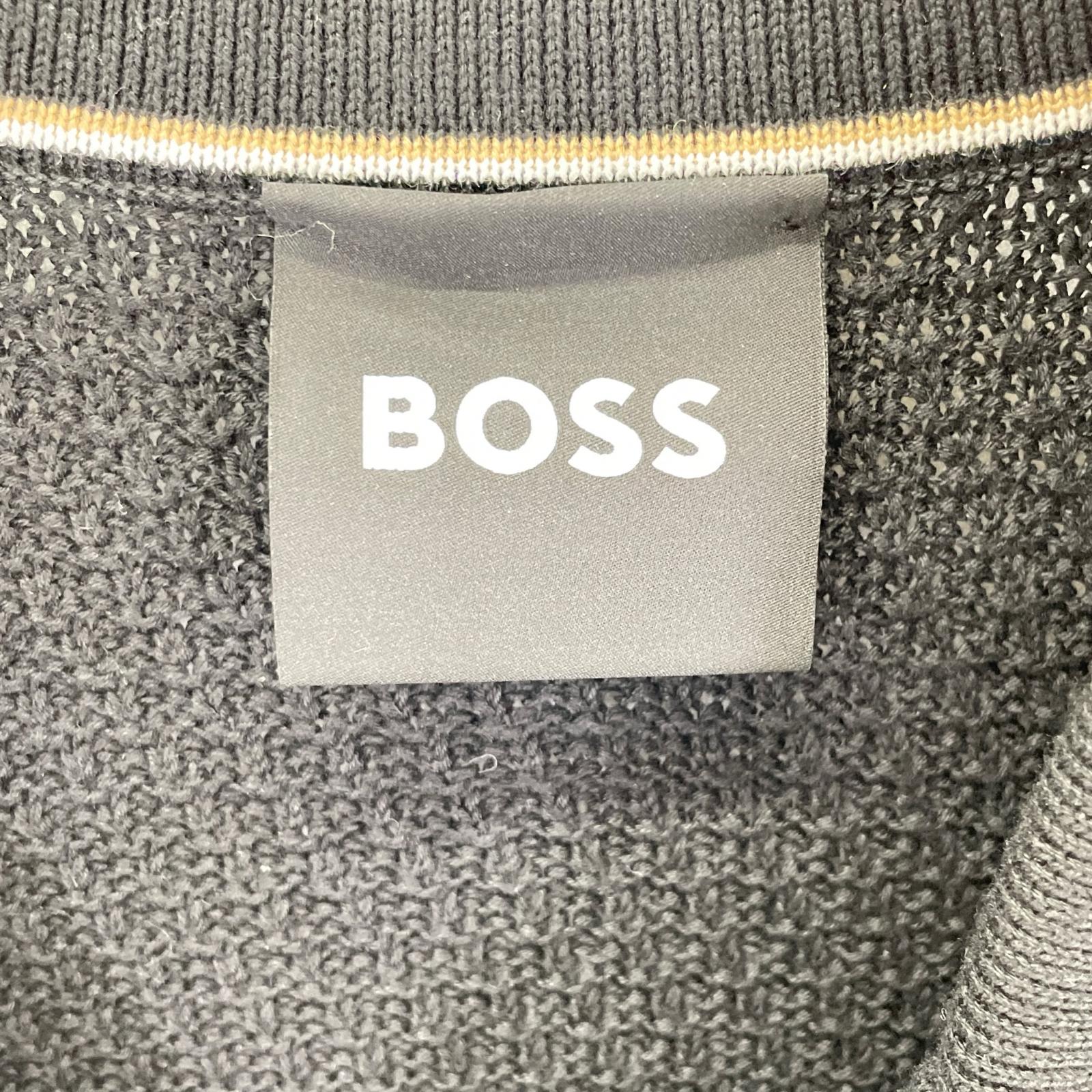 BOSS ボス 25年 10272148 ブラック C-アイコニック 開襟ニットカーディガン トップス