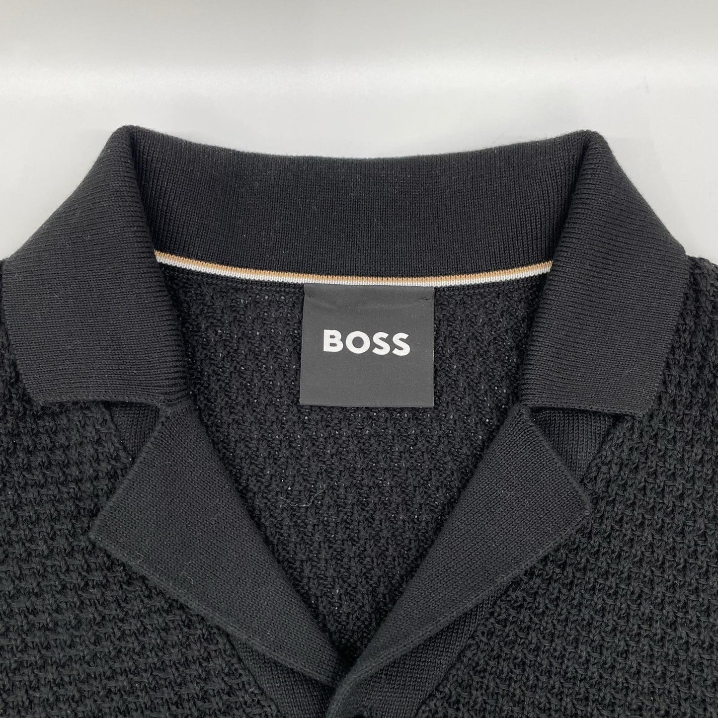 BOSS ボス 25年 10272148 ブラック C-アイコニック 開襟ニットカーディガン トップス