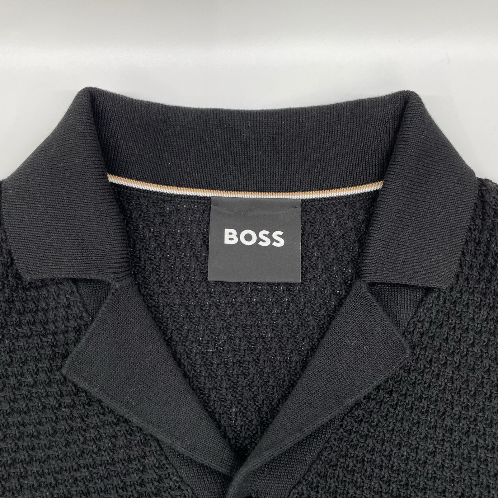 BOSS ボス 25年 10272148 ブラック C-アイコニック 開襟ニットカーディガン トップス