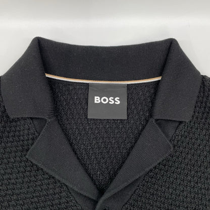 BOSS ボス 25年 10272148 ブラック C-アイコニック 開襟ニットカーディガン トップス