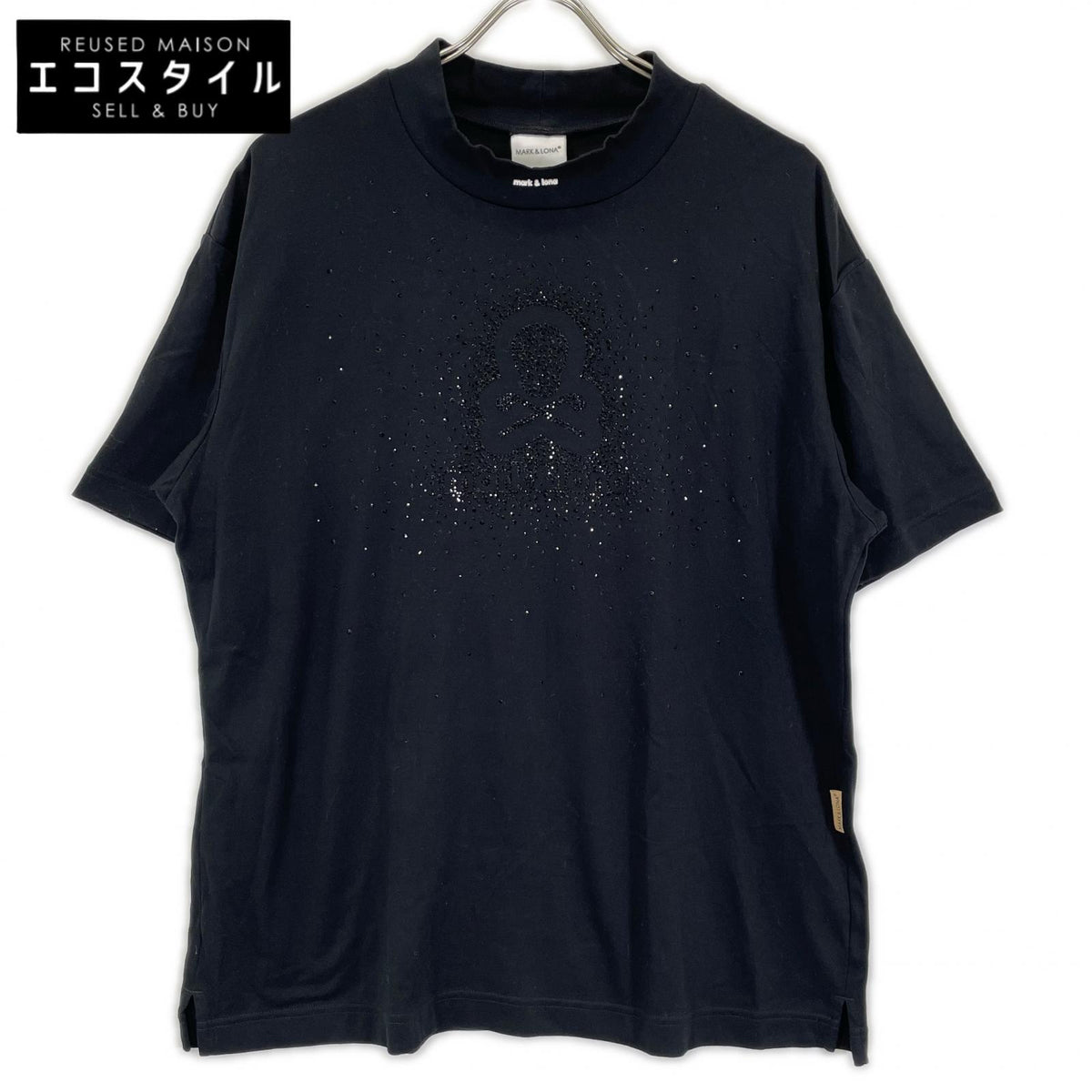 MARK&LONA マークアンドロナ 25年 MLM-5C-AA04 ブラック Ever Crystal Skull Mock Tシャツ トップス